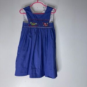 oriental express Blue Smocked‎ Santa Christmas Dress 3t